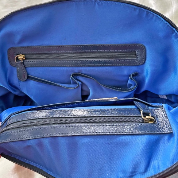 SATCHEL, LEATHER HANDPAINTED MULTICOLOUR PARROTS, TOP DOUBLE ZIP CLOSURE, REMOVA - Picture 6 of 14